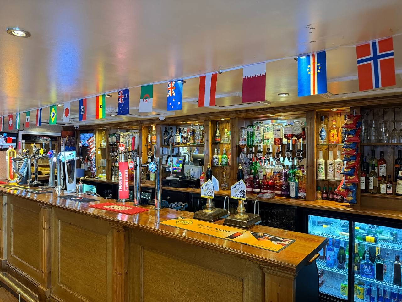 Well-stocked bar at The Builders' Arms